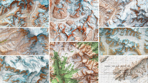 highest mountains USA. Shaded relief maps collection made by vizart