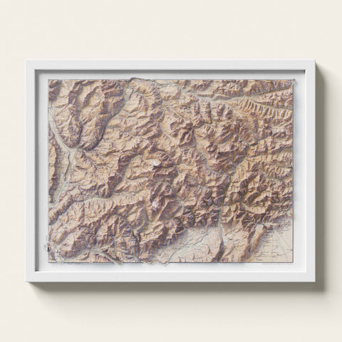 Dolomites (Italy) 1911 topographic restored antique shaded relief map print on fine art paper framed