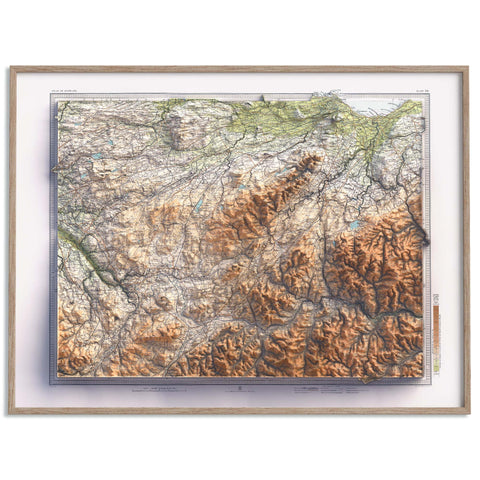 Edinburgh (Scotland, UK), Topographic map - 1912, 2D printed shaded relief map with 3D effect of a 1912 topographic map of Edinburgh (Scotland, UK). Shop our beautiful fine art printed maps on supreme Cotton paper. Vintage maps digitally restored and enhanced with a 3D effect. VizCart from Vizart