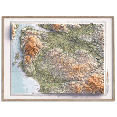 Glasgow (Scotland, UK), Topographic map - 1912, 2D printed shaded relief map with 3D effect of a 1912 topographic map of Glasgow (Scotland, UK). Shop our beautiful fine art printed maps on supreme Cotton paper. Vintage maps digitally restored and enhanced with a 3D effect. VizCart from Vizart