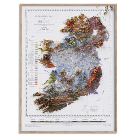 Ireland 1962 topographic restored antique shaded relief map print on fine art paper framed
