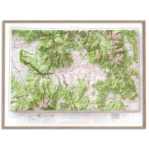 1960 Mount Harward (Colorado, USA) shaded relief map print with 3D effect fine art wall decor. VizCart from Vizart