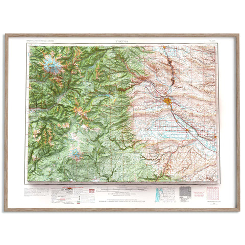 1969 Mount Rainier (Washington, USA) shaded relief map print with 3D effect fine art wall decor. VizCart from Vizart.