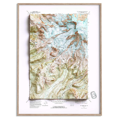 Mt Rainier West (Washington, USA), Topographic map - 1971, 2D printed shaded relief map with 3D effect of a 1906 topographic map of Mount Rainier West (Washington, USA). Shop our beautiful fine art printed maps on supreme Cotton paper. Vintage maps digitally restored and enhanced with a 3D effect. VizCart from Vizart
