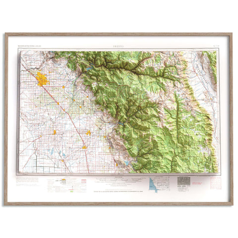 1966 Mount Whitney (California, USA) shaded relief map print with 3D effect fine art wall decor. VizCart from Vizart