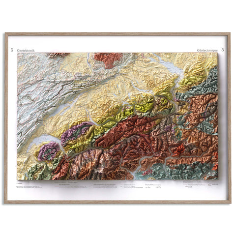 Switzerland, Geological map - 1972, 2D printed shaded relief map with 3D effect of a 1972 geological map of Switzerland. Shop our beautiful fine art printed maps on supreme Cotton paper. Vintage maps digitally restored and enhanced with a 3D effect. VizCart from Vizart