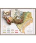 Texas, Geological map - 1933, 2D printed shaded relief map with 3D effect of a 1933 geologic map of Texas (USA). Shop our beautiful fine art printed maps on supreme Cotton paper. Vintage maps digitally restored and enhanced with a 3D effect. VizCart from Vizart