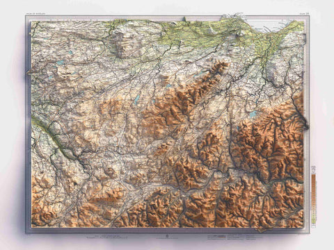 Edinburgh (Scotland, UK), Topographic map - 1912, 2D printed shaded relief map with 3D effect of a 1912 topographic map of Edinburgh (Scotland, UK). Shop our beautiful fine art printed maps on supreme Cotton paper. Vintage maps digitally restored and enhanced with a 3D effect. VizCart from Vizart