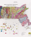 Massachusetts, Geological map - 1983, 2D printed shaded relief map with 3D effect of a 1983 geologic map of Massachusetts (USA). Shop our beautiful fine art printed maps on supreme Cotton paper. Vintage maps digitally restored and enhanced with a 3D effect. VizCart from Vizart