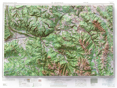 1959 Mount Elbert (Colorado, USA) shaded relief map print with 3D effect fine art wall decor. VizCart from Vizart