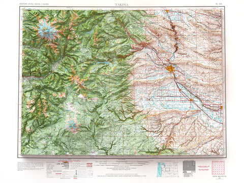 1969 Mount Rainier (Washington, USA) shaded relief map print with 3D effect fine art wall decor. VizCart from Vizart.