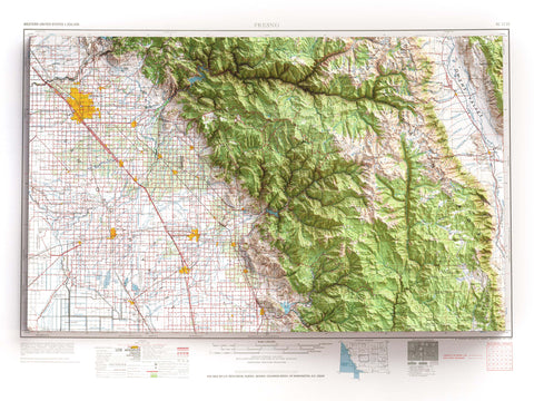 1966 Mount Whitney (California, USA) shaded relief map print with 3D effect fine art wall decor. VizCart from Vizart