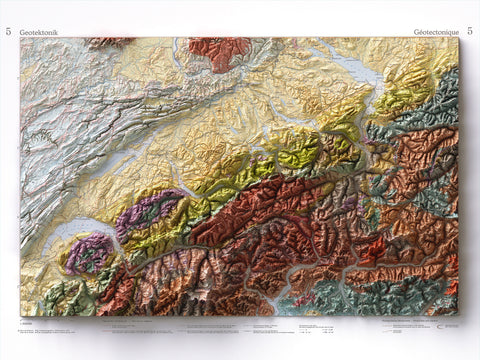 Switzerland, Geological map - 1972, 2D printed shaded relief map with 3D effect of a 1972 geological map of Switzerland. Shop our beautiful fine art printed maps on supreme Cotton paper. Vintage maps digitally restored and enhanced with a 3D effect. VizCart from Vizart