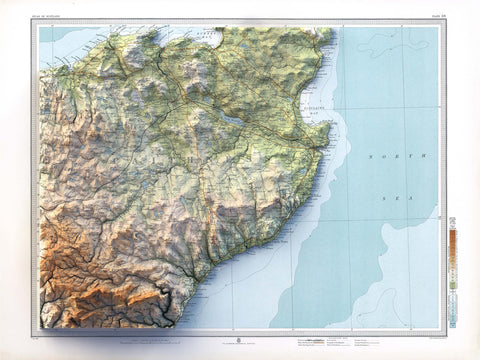 Thurso (Scotland, UK), Topographic map - 1912, 2D printed shaded relief map with 3D effect of a 1912 topographic map of Thurso and Wick (Scotland, UK). Shop our beautiful fine art printed maps on supreme Cotton paper. Vintage maps digitally restored and enhanced with a 3D effect. VizCart from Vizart