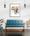 Africa, Geological map - 1958, 2D printed shaded relief map with 3D effect of a 1958 geologic map of Africa. Shop our beautiful fine art printed maps on supreme Cotton paper. Vintage maps digitally restored and enhanced with a 3D effect., VizCart from Vizart
