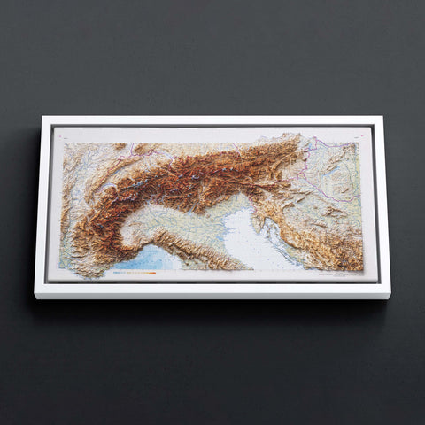 Alps 1965 topographic restored antique shaded relief map print on fine art paper wall decor