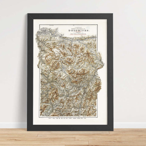 1904 Dolomites (Italy) restored vintage topographic map reprinted on fine art paper. VizCart from VizArt.