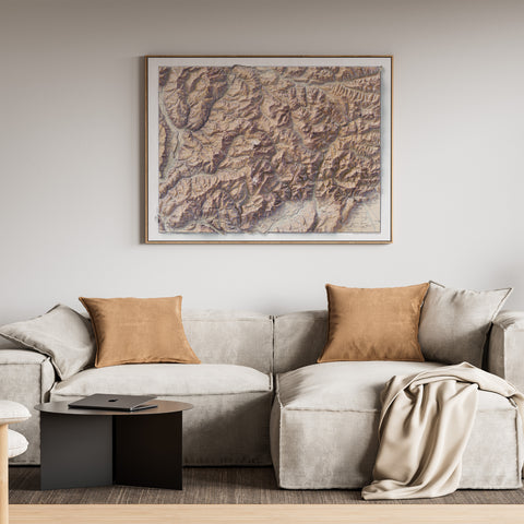 Dolomites (Italy) 1911 topographic restored antique shaded relief map print on fine art paper wall decor