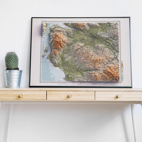 Glasgow (Scotland, UK), Topographic map - 1912, 2D printed shaded relief map with 3D effect of a 1912 topographic map of Glasgow (Scotland, UK). Shop our beautiful fine art printed maps on supreme Cotton paper. Vintage maps digitally restored and enhanced with a 3D effect. VizCart from Vizart