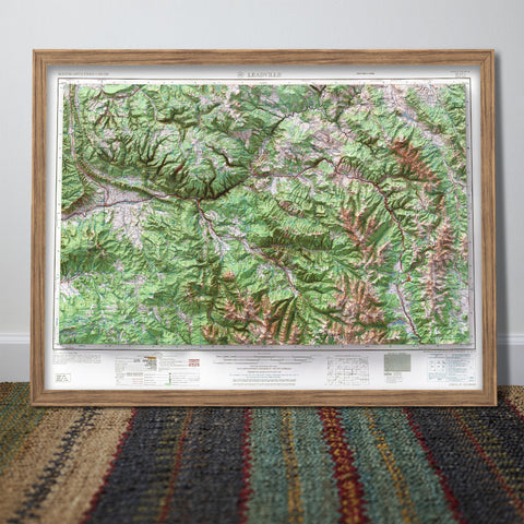 1959 Mount Elbert (Colorado, USA) shaded relief map print with 3D effect fine art wall decor. VizCart from Vizart