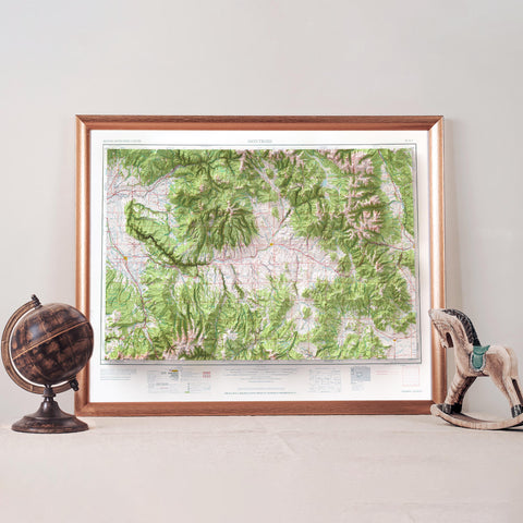 1960 Mount Harward (Colorado, USA) shaded relief map print with 3D effect fine art wall decor. VizCart from Vizart