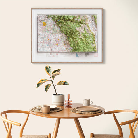 1966 Mount Whitney (California, USA) shaded relief map print with 3D effect fine art wall decor. VizCart from Vizart