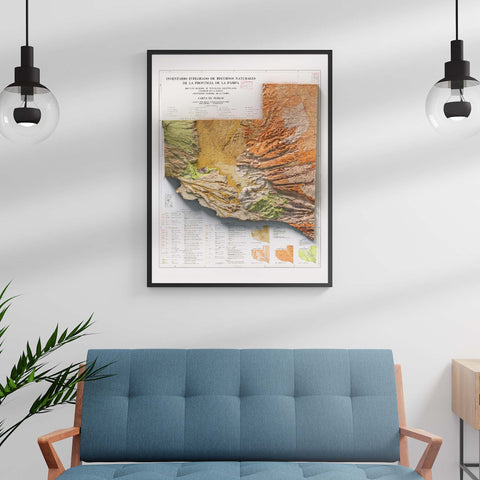 Pampas (Argentina), Soil map - 1976, 2D printed shaded relief map with 3D effect of a 1976 soil map of Pampas province (Argentina). Shop our beautiful fine art printed maps on supreme Cotton paper. Vintage maps digitally restored and enhanced with a 3D effect. VizCart from Vizart