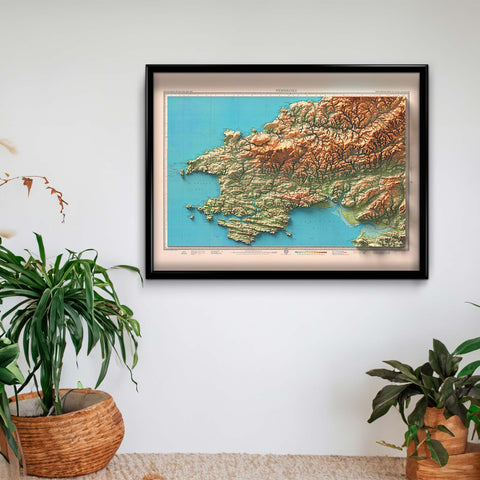 Pembroke (Wales, UK), Topographic map - 1942, 2D printed shaded relief map with 3D effect of a 1942 topographic map of Pembroke (Wales, UK). Shop our beautiful fine art printed maps on supreme Cotton paper. Vintage maps digitally restored and enhanced with a 3D effect. VizCart from Vizart