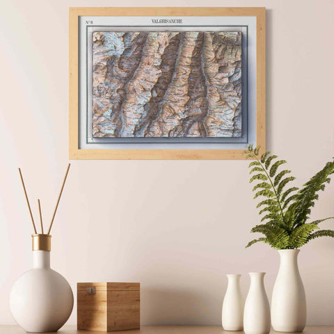 Valgrisenche (Italy), Topographic map - 1899, 2D printed shaded relief map with 3D effect of a 1899 topographic map of Valgrisenche (Aosta Valley, Italy). Shop our beautiful fine art printed maps on supreme Cotton paper. Vintage maps digitally restored and enhanced with a 3D effect. VizCart from Vizart