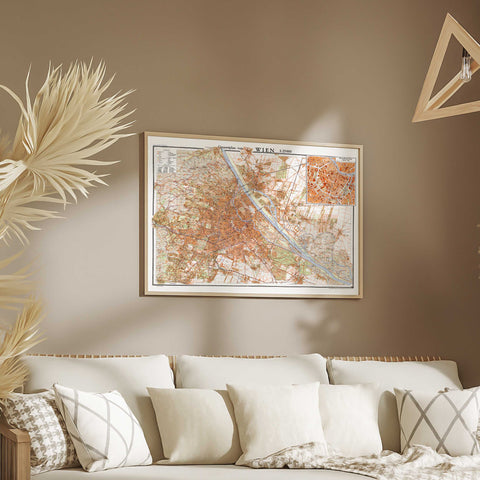 Vienna (Austria) 1948 city digitally restored map reprint on fine art paper wall decor