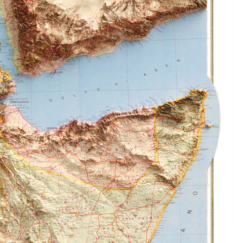 Eastern Africa 1937 topographic restored antique shaded relief map print on fine art paper close-up