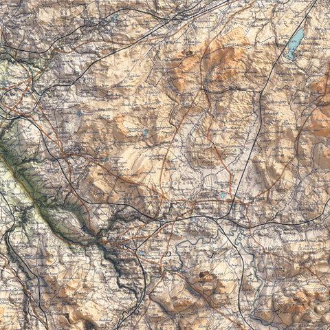 Edinburgh (Scotland, UK), Topographic map - 1912, 2D printed shaded relief map with 3D effect of a 1912 topographic map of Edinburgh (Scotland, UK). Shop our beautiful fine art printed maps on supreme Cotton paper. Vintage maps digitally restored and enhanced with a 3D effect. VizCart from Vizart