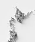 Japan, Elevation tint - White, 2D printed shaded relief of hypsometric map with 3D effect of Japan with monochrome white tint. Shop our beautiful fine art printed maps on supreme Cotton paper. Vintage maps digitally restored and enhanced with a 3D effect. VizCart from Vizart