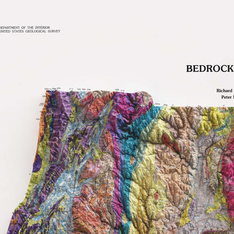 Massachusetts, Geological map - 1983, 2D printed shaded relief map with 3D effect of a 1983 geologic map of Massachusetts (USA). Shop our beautiful fine art printed maps on supreme Cotton paper. Vintage maps digitally restored and enhanced with a 3D effect. VizCart from Vizart