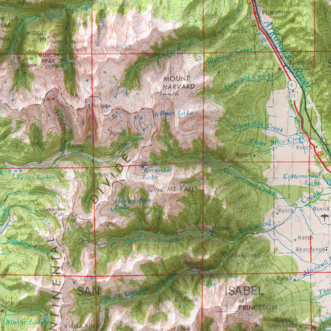 1960 Mount Harward (Colorado, USA) shaded relief map print with 3D effect fine art wall decor. VizCart from Vizart
