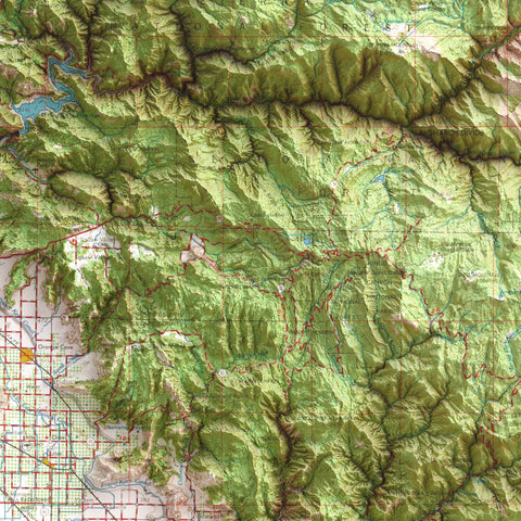 1966 Mount Whitney (California, USA) shaded relief map print with 3D effect fine art wall decor. VizCart from Vizart