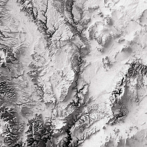 Namib Desert (Namibia), Elevation tint - White, 2D printed shaded relief map with 3D effect of Namib desert (Namibia) with monochrome white tint. Shop our beautiful fine art printed maps on supreme Cotton paper. Vintage maps digitally restored and enhanced with a 3D effect. VizCart from Vizart