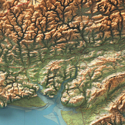 Pembroke (Wales, UK), Topographic map - 1942, 2D printed shaded relief map with 3D effect of a 1942 topographic map of Pembroke (Wales, UK). Shop our beautiful fine art printed maps on supreme Cotton paper. Vintage maps digitally restored and enhanced with a 3D effect. VizCart from Vizart