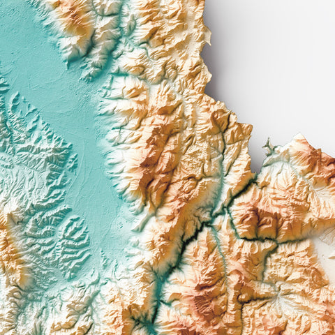 Umbria (Italy) spectral shaded relief elevation map printed on fine art paper close-up