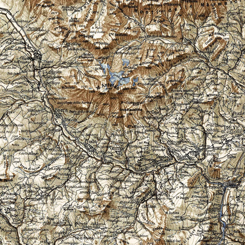 1904 Dolomites (Italy) restored vintage topographic map reprinted on fine art paper. VizCart from VizArt.