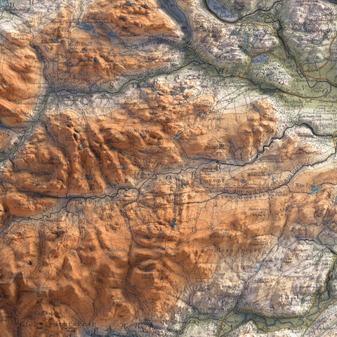 Inverness (Scotland, UK), Topographic map - 1912, 2D printed shaded relief map with 3D effect of a 1912 topographic map of Inverness (Scotland, UK). Shop our beautiful fine art printed maps on supreme Cotton paper. Vintage maps digitally restored and enhanced with a 3D effect. VizCart from Vizart