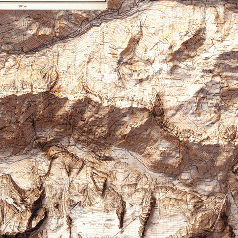Marmolada (Italy), Topographic map - 1926, 2D printed shaded relief map with 3D effect of a 1926 topographic map of Marmolada. Shop our beautiful fine art printed maps on supreme Cotton paper. Vintage maps digitally restored and enhanced with a 3D effect. VizCart from Vizart