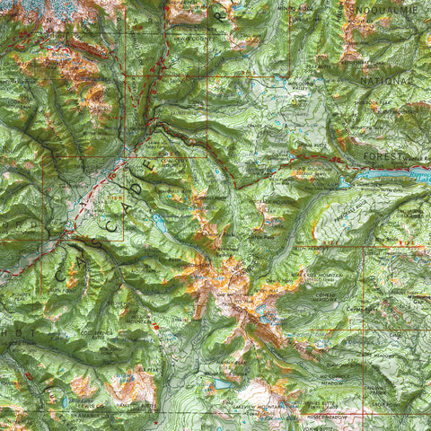 1969 Mount Rainier (Washington, USA) shaded relief map print with 3D effect fine art wall decor. VizCart from Vizart.