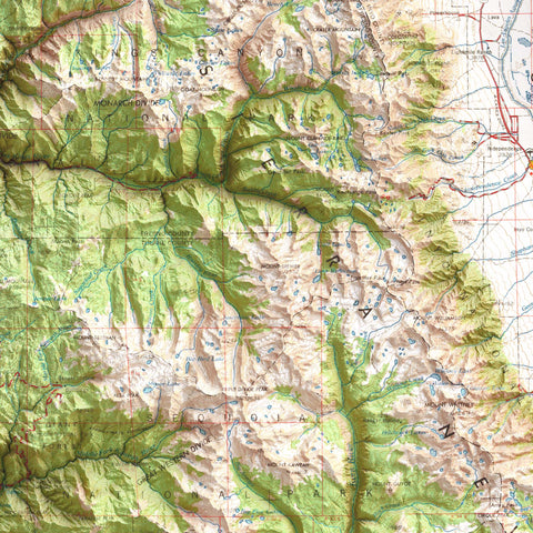 1966 Mount Whitney (California, USA) shaded relief map print with 3D effect fine art wall decor. VizCart from Vizart
