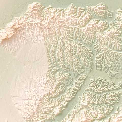 Piedmont (Italy) geo shaded relief elevation map printed on fine art paper close-up