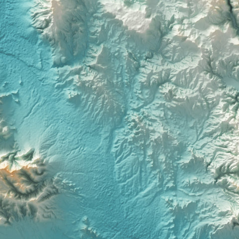 Sardinia (Italy) spectral shaded relief elevation map printed on fine art paper close-up