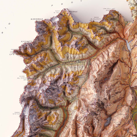 Trentino (Italy), Soil map - 1965, 2D printed shaded relief map with 3D effect of a 1965 soil map of Trentino (Italy). Shop our beautiful fine art printed maps on supreme Cotton paper. Vintage maps digitally restored and enhanced with a 3D effect. VizCart from Vizart