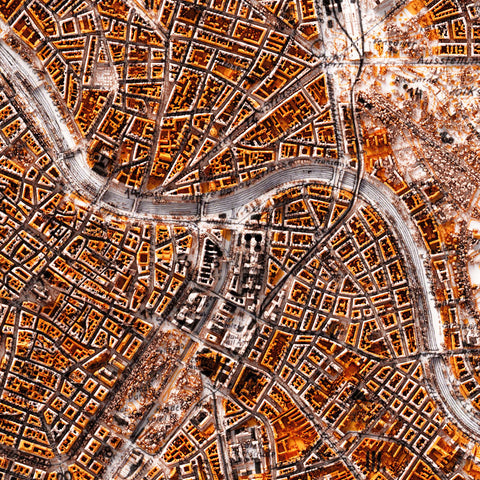 Vienna (Austria) 1934 city restored antique shaded relief map print on fine art paper close-up