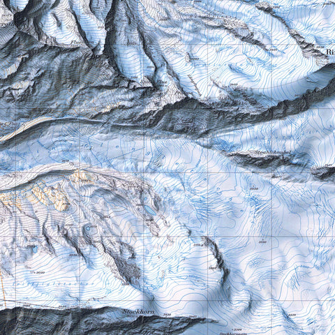 Zermatt (Switzerland), Topographic map - 1970, 2D printed shaded relief map with 3D effect of a 1970 topographic map of Zermatt (Switzerland). Shop our beautiful fine art printed maps on supreme Cotton paper. Vintage maps digitally restored and enhanced with a 3D effect, VizCart from Vizart