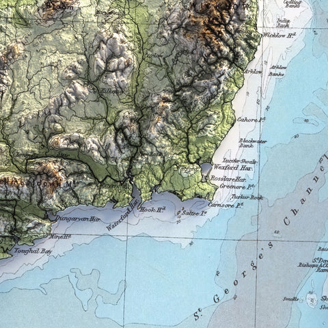 British-Irish Isles, Topographic map - 1920, 2D printed shaded relief map with 3D effect of a 1920 topographic map of Britain and Ireland (British-Irish Isles). Shop our beautiful fine art printed maps on supreme Cotton paper. Vintage maps digitally restored and enhanced with a 3D effect. VizCart from Vizart